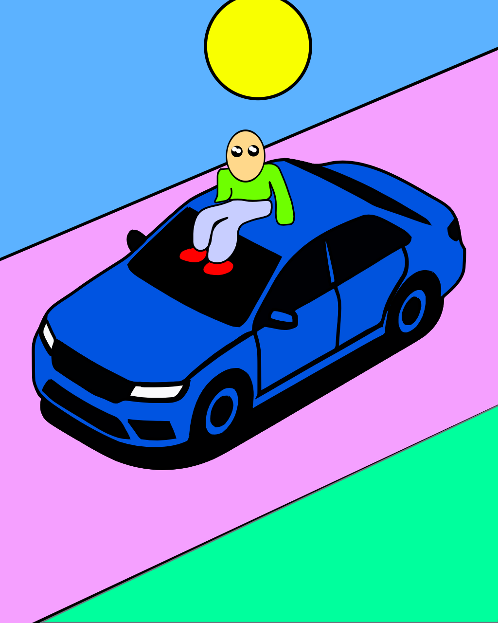 New car isometric blue and black remix