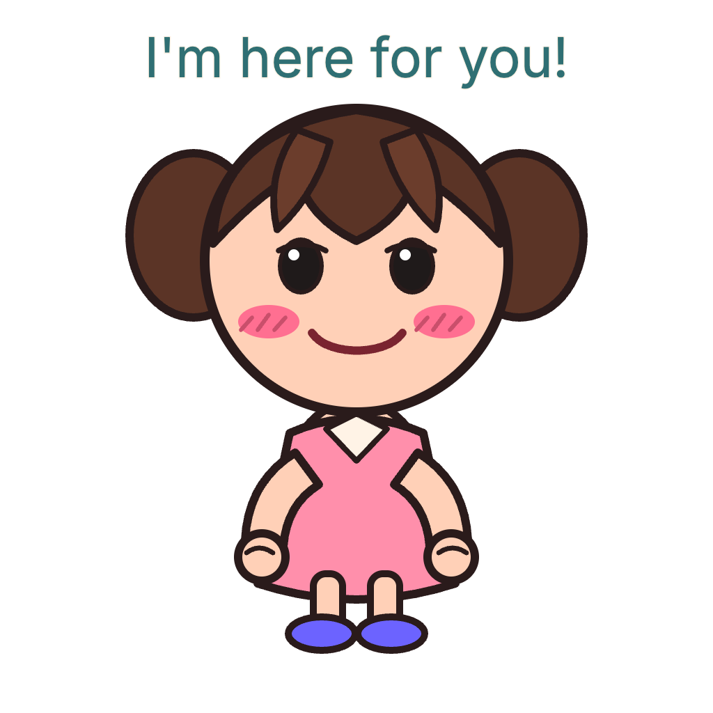 Clean structured SVG, chibi cute angry girl center - shared Stew creation